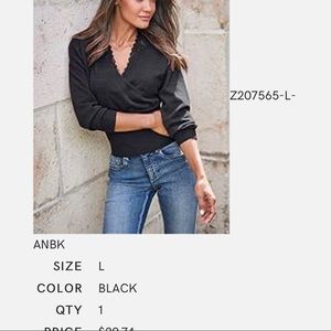 Black sweater lace lined collar